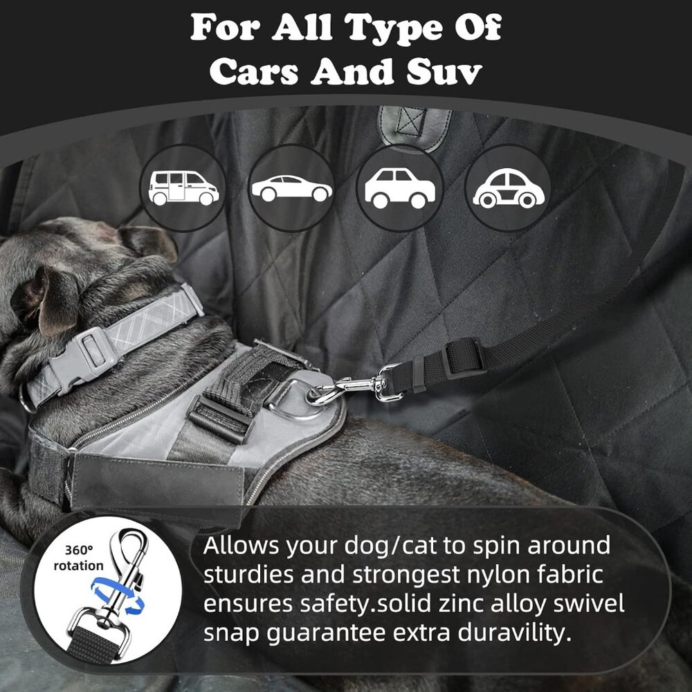 Pet Dog Cat Seat Belts, Car Headrest Restraint Adjustable Safety Leads (1 Pack) - Picture 5 of 8